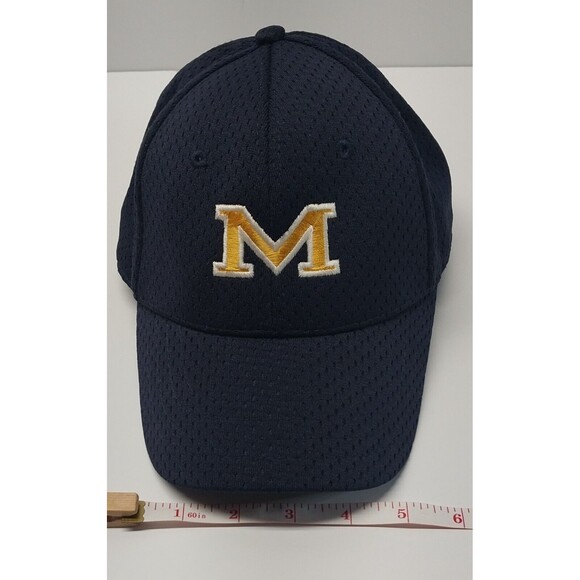 Michigan Wolverines Adjustable Hat Navy Blue Yellow Logo Vent Cobra One Size GUC - Picture 14 of 15
